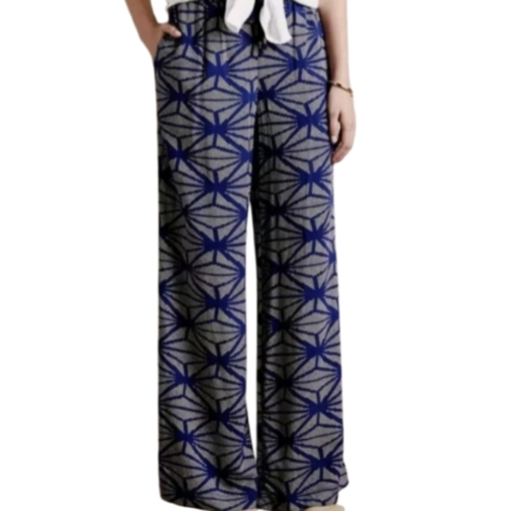Anthropologie Hei Hei Blue Printed Wide Leg Palazzo‎ Pants